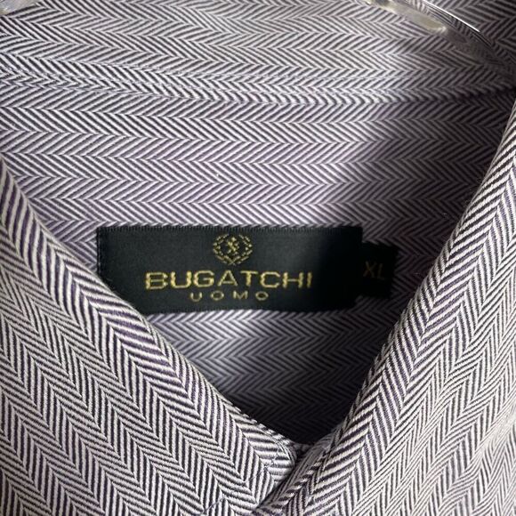 Bugatchi Dress Shirt Mens Size XL Gray Blue Classic Long Sleeve Button Up Xlarge - Picture 3 of 6
